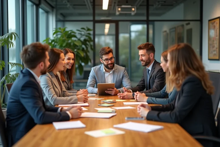 Groupe de jeunes professionnels en réunion de brainstorming